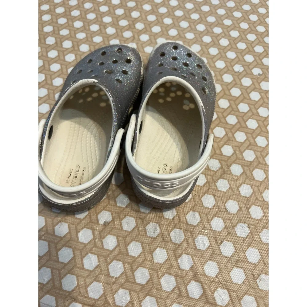 Crocs Kid's Silver Metallic Shoes Size C10‎